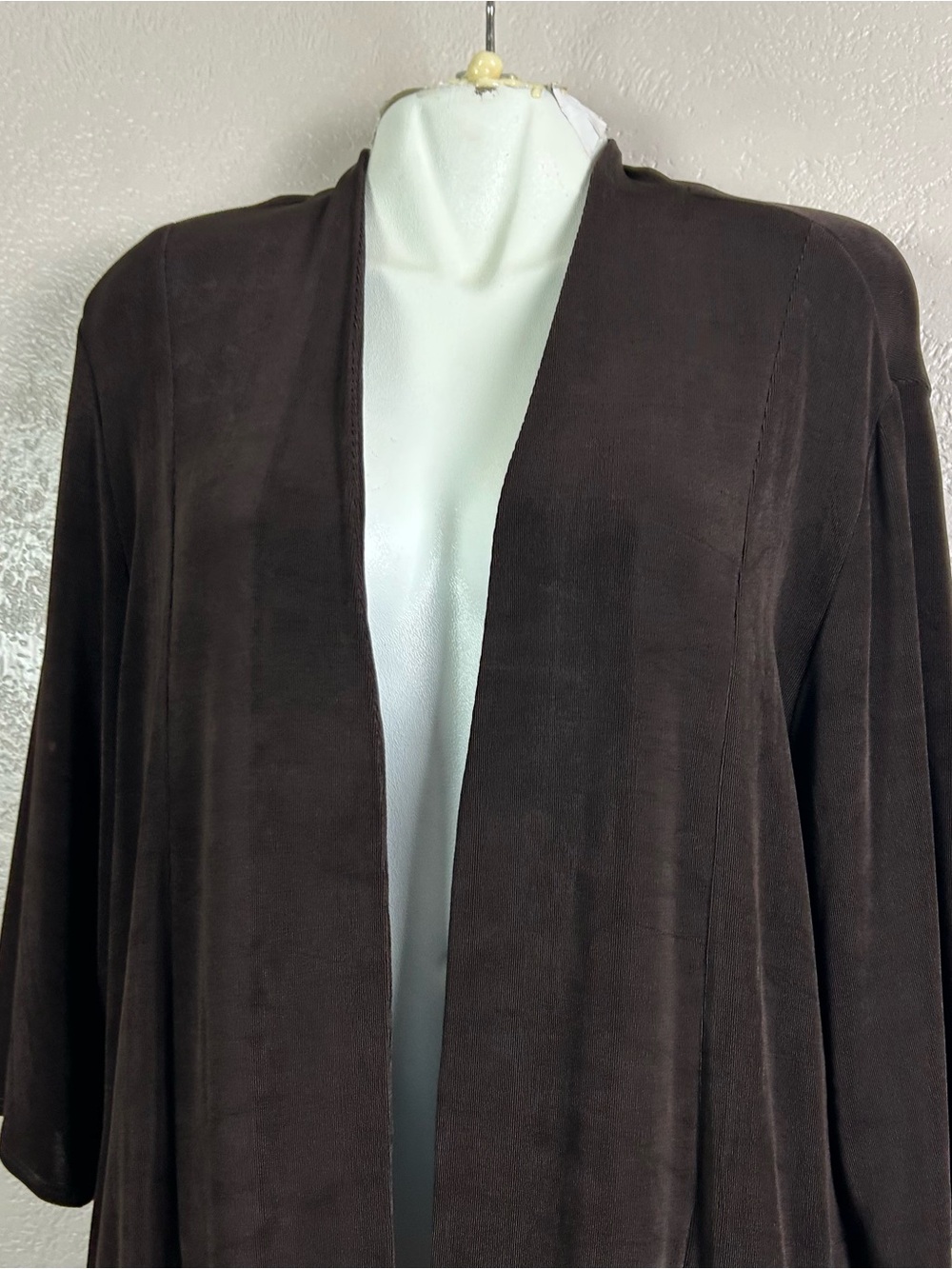 Chico's Dark Brown Open-Front Lightweight Cardigan - Picture 6 of 16